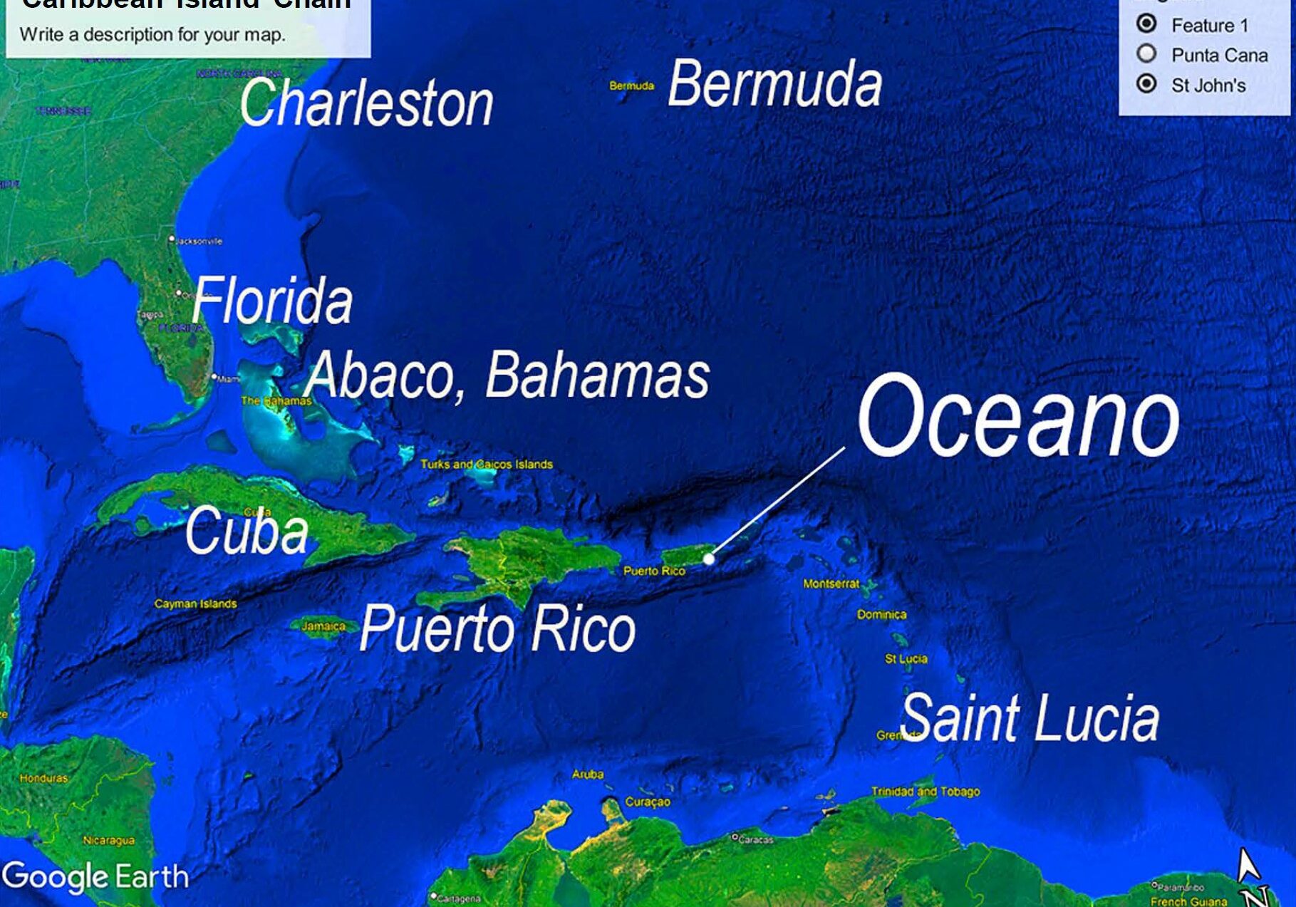 Oceano Locarion in Caribbean